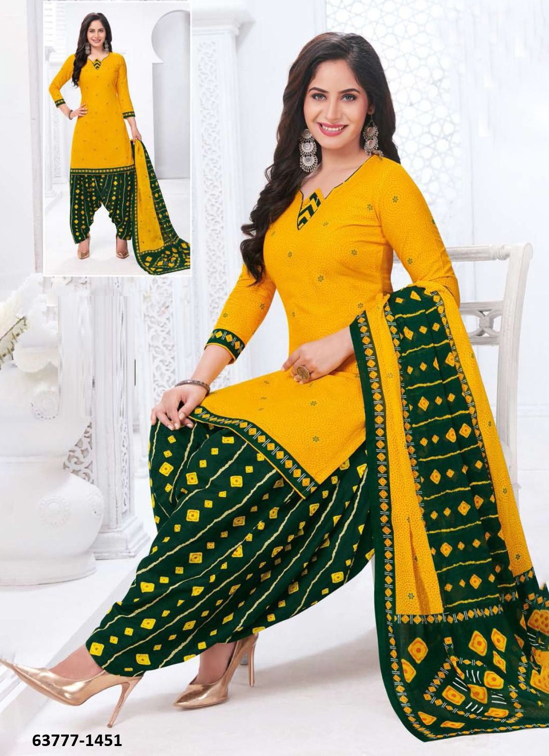 UN-STITCHED SUIT - DRESS MATERIAL - Catalog # 63777 (Set of 51 Semi-Stitched / Un-Stitched Suits) by Jagraasa