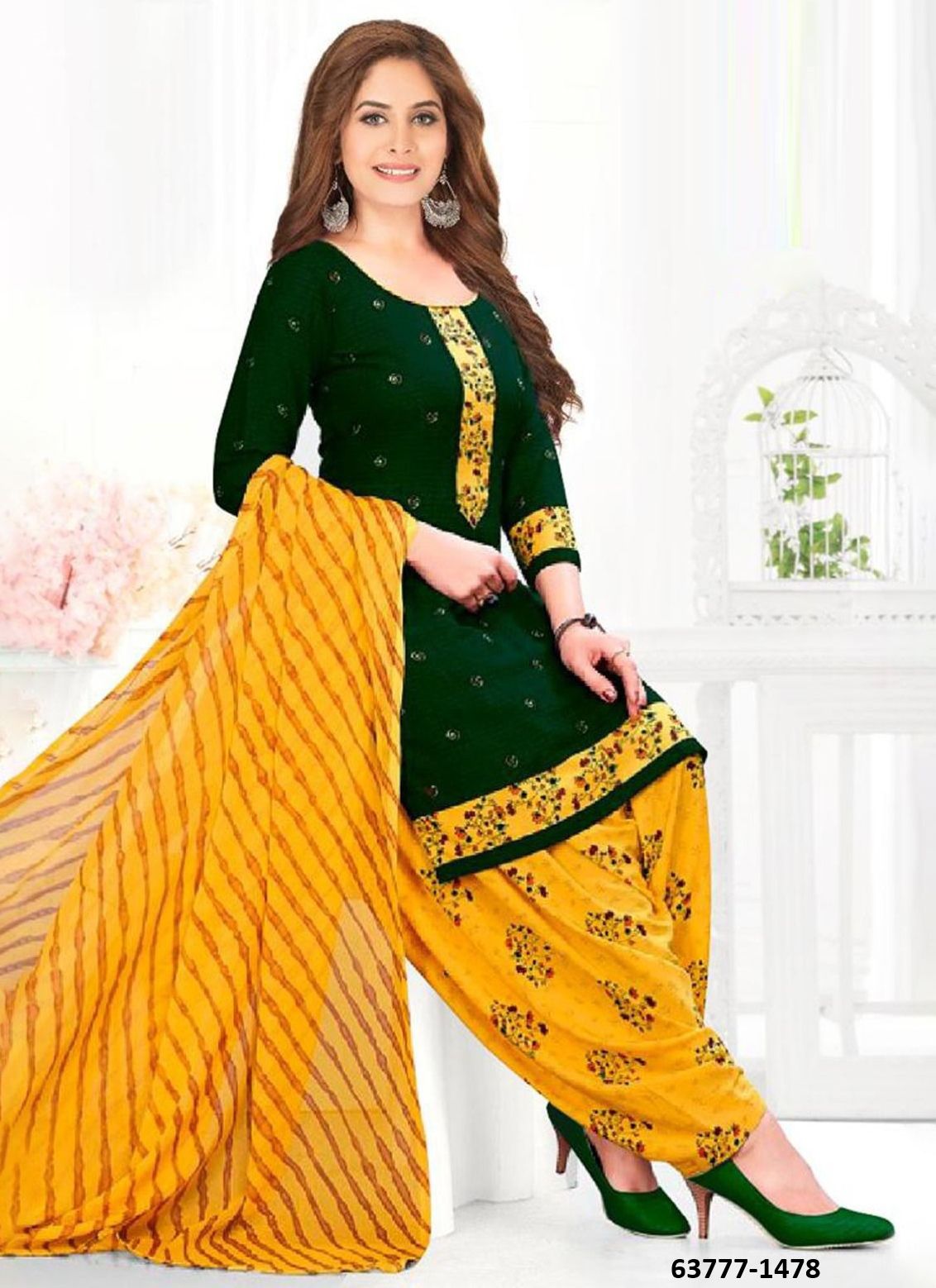 UN-STITCHED SUIT - DRESS MATERIAL - Catalog # 63777 (Set of 51 Semi-Stitched / Un-Stitched Suits) by Jagraasa
