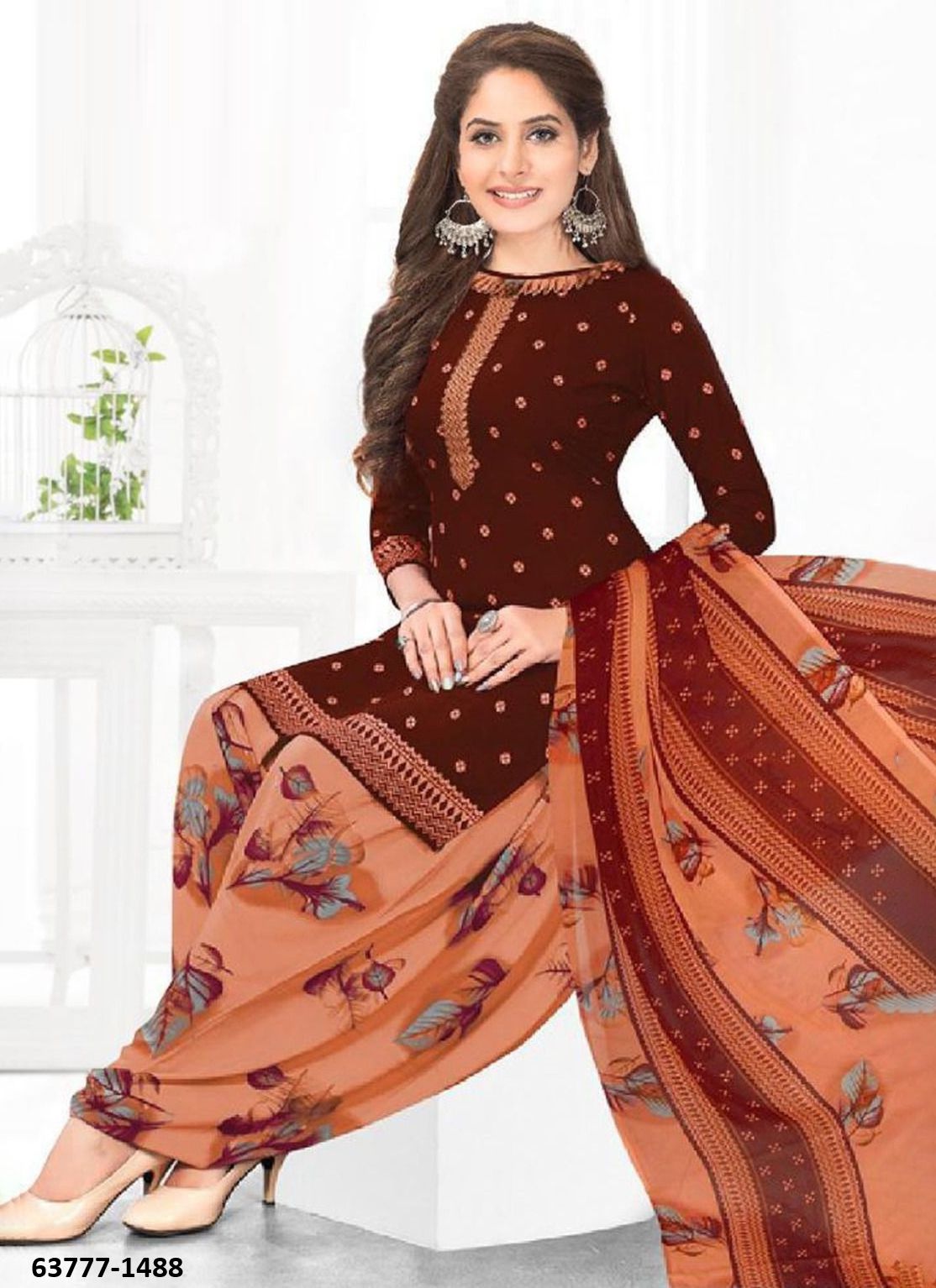 UN-STITCHED SUIT - DRESS MATERIAL - Catalog # 63777 (Set of 51 Semi-Stitched / Un-Stitched Suits) by Jagraasa