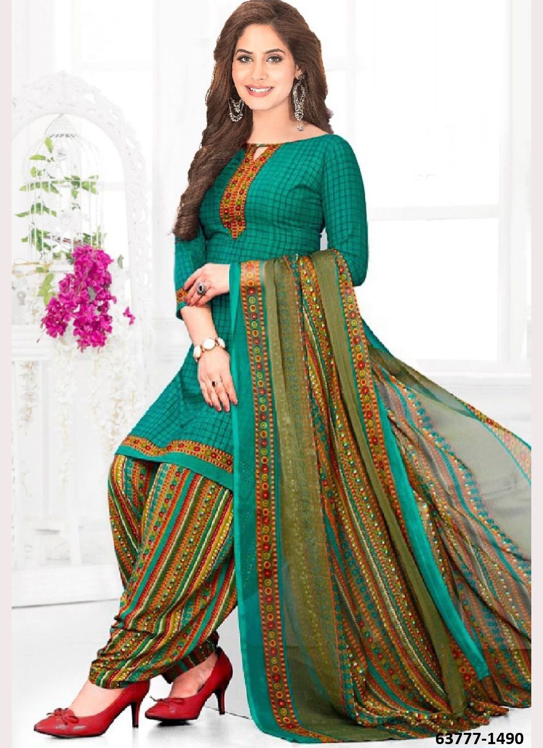 UN-STITCHED SUIT - DRESS MATERIAL - Catalog # 63777 (Set of 51 Semi-Stitched / Un-Stitched Suits) by Jagraasa