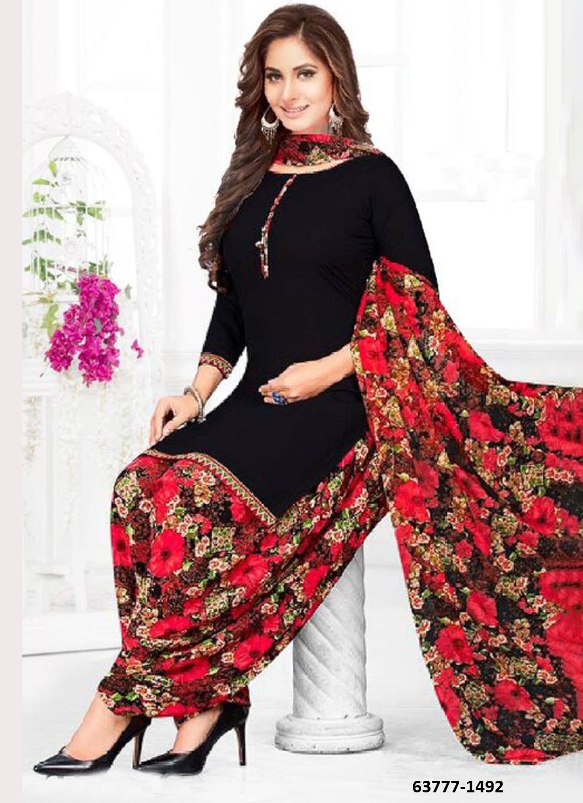 UN-STITCHED SUIT - DRESS MATERIAL - Catalog # 63777 (Set of 51 Semi-Stitched / Un-Stitched Suits) by Jagraasa
