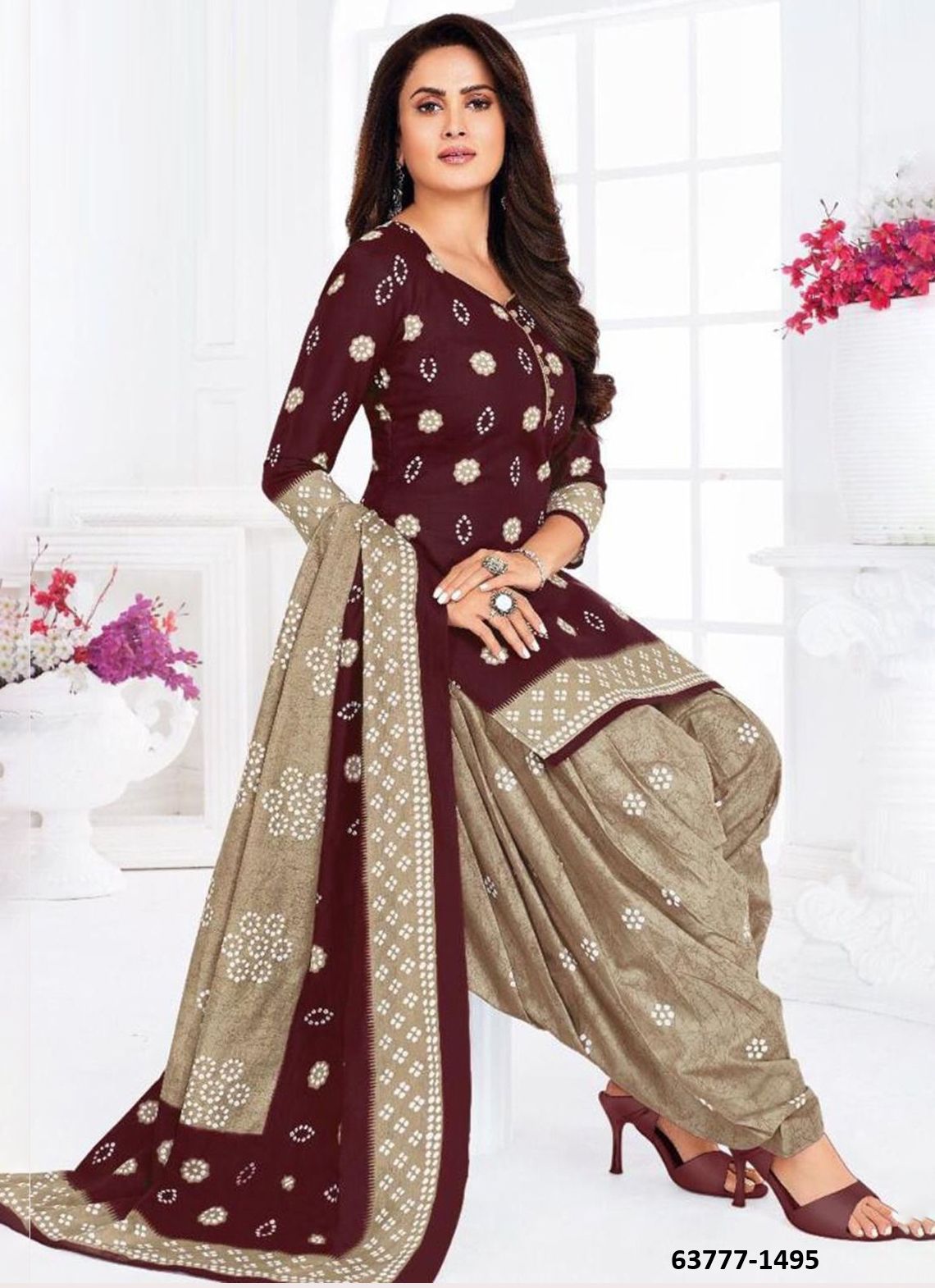 UN-STITCHED SUIT - DRESS MATERIAL - Catalog # 63777 (Set of 51 Semi-Stitched / Un-Stitched Suits) by Jagraasa
