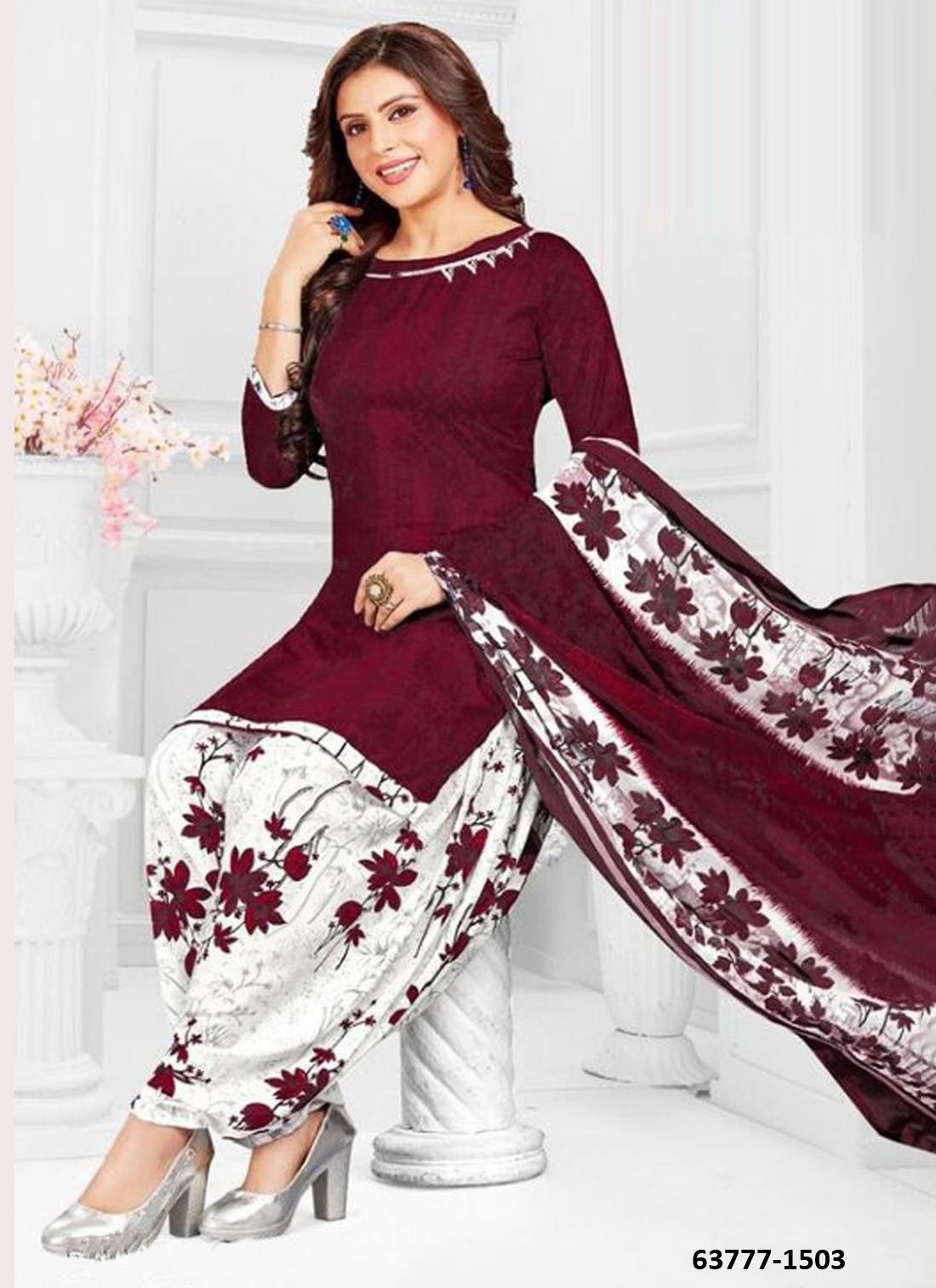 UN-STITCHED SUIT - DRESS MATERIAL - Catalog # 63777 (Set of 51 Semi-Stitched / Un-Stitched Suits) by Jagraasa
