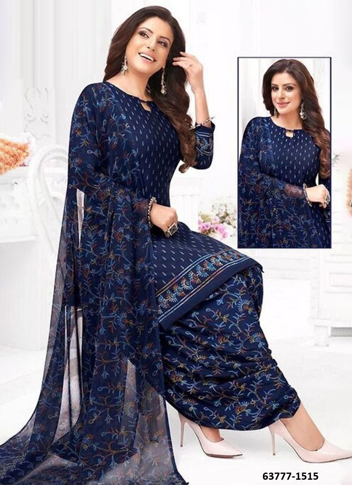 UN-STITCHED SUIT - DRESS MATERIAL - Catalog # 63777 (Set of 51 Semi-Stitched / Un-Stitched Suits) by Jagraasa
