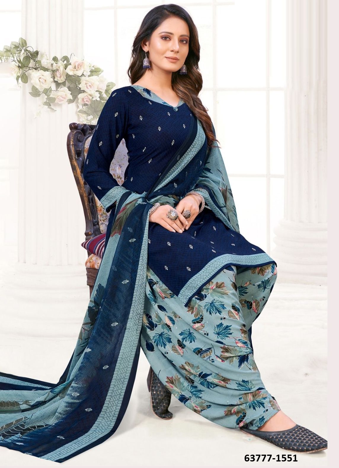 UN-STITCHED SUIT - DRESS MATERIAL - Catalog # 63777 (Set of 51 Semi-Stitched / Un-Stitched Suits) by Jagraasa