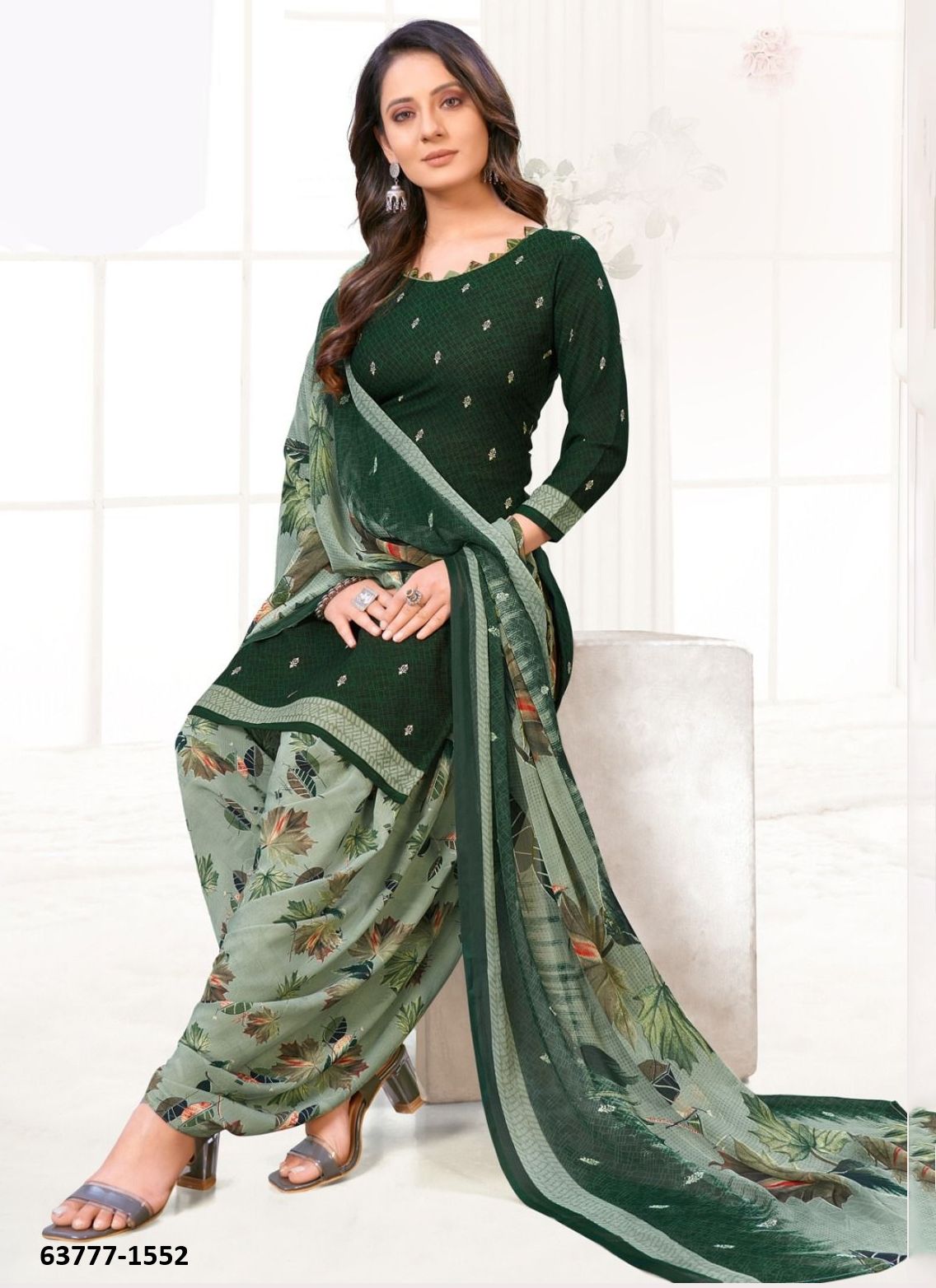 UN-STITCHED SUIT - DRESS MATERIAL - Catalog # 63777 (Set of 51 Semi-Stitched / Un-Stitched Suits) by Jagraasa