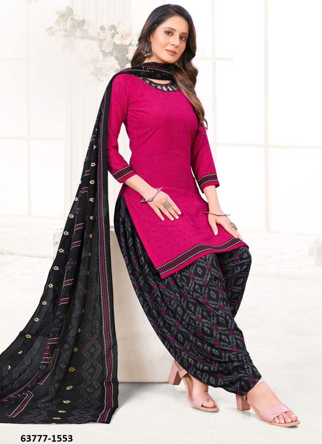 UN-STITCHED SUIT - DRESS MATERIAL - Catalog # 63777 (Set of 51 Semi-Stitched / Un-Stitched Suits) by Jagraasa