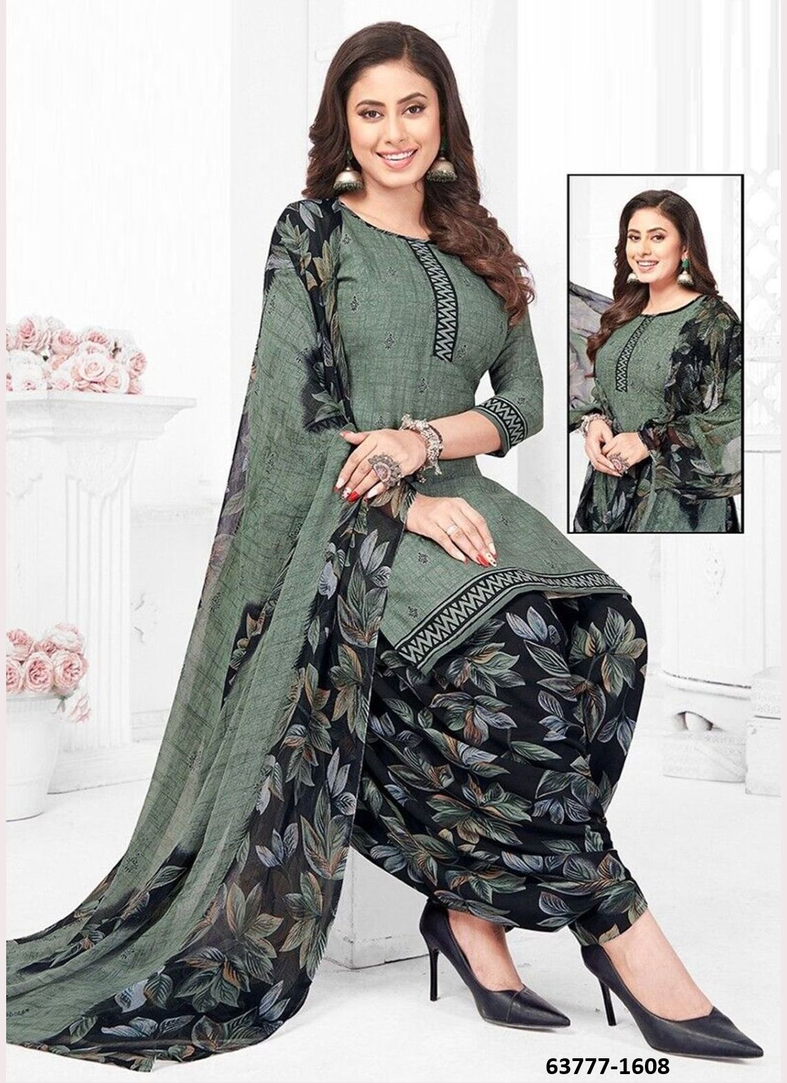 UN-STITCHED SUIT - DRESS MATERIAL - Catalog # 63777 (Set of 51 Semi-Stitched / Un-Stitched Suits) by Jagraasa