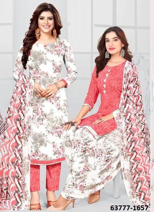 UN-STITCHED SUIT - DRESS MATERIAL - Catalog # 63777 (Set of 51 Semi-Stitched / Un-Stitched Suits) by Jagraasa