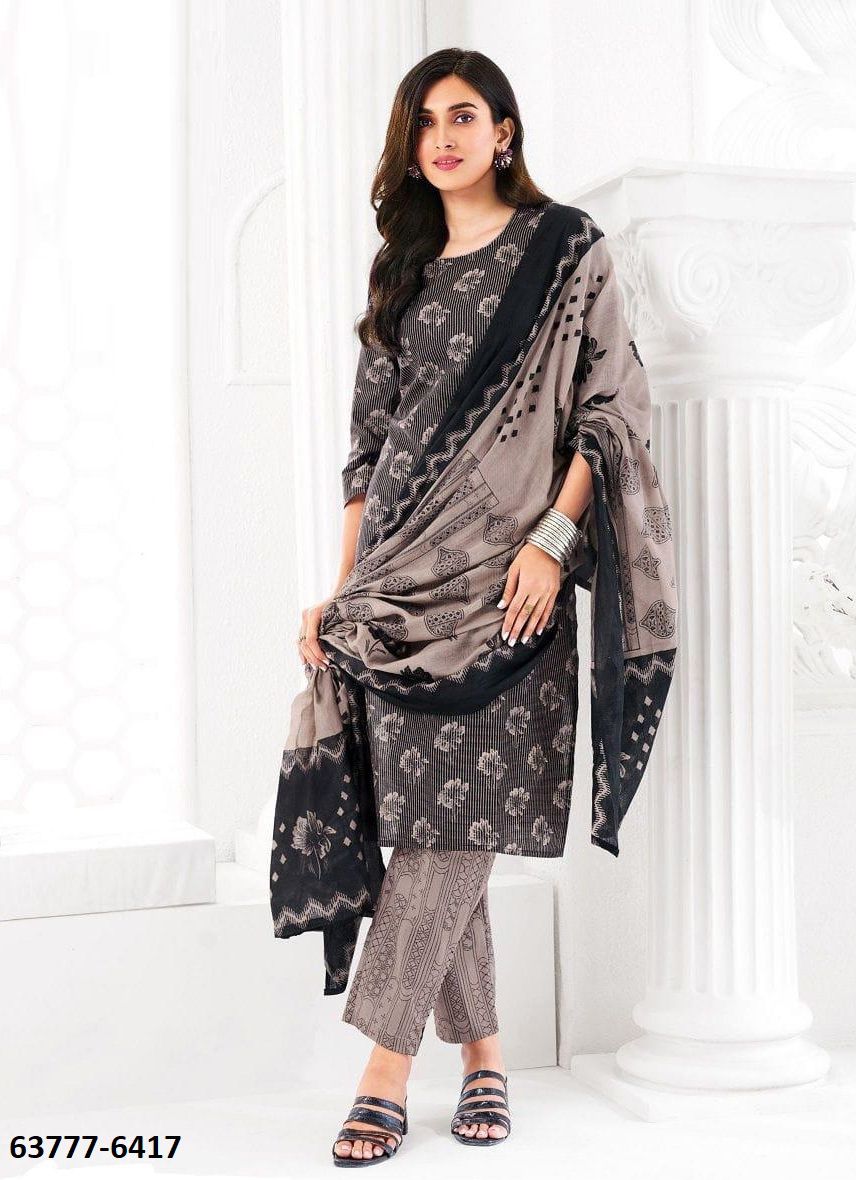 UN-STITCHED SUIT - DRESS MATERIAL - Catalog # 63777 (Set of 51 Semi-Stitched / Un-Stitched Suits) by Jagraasa