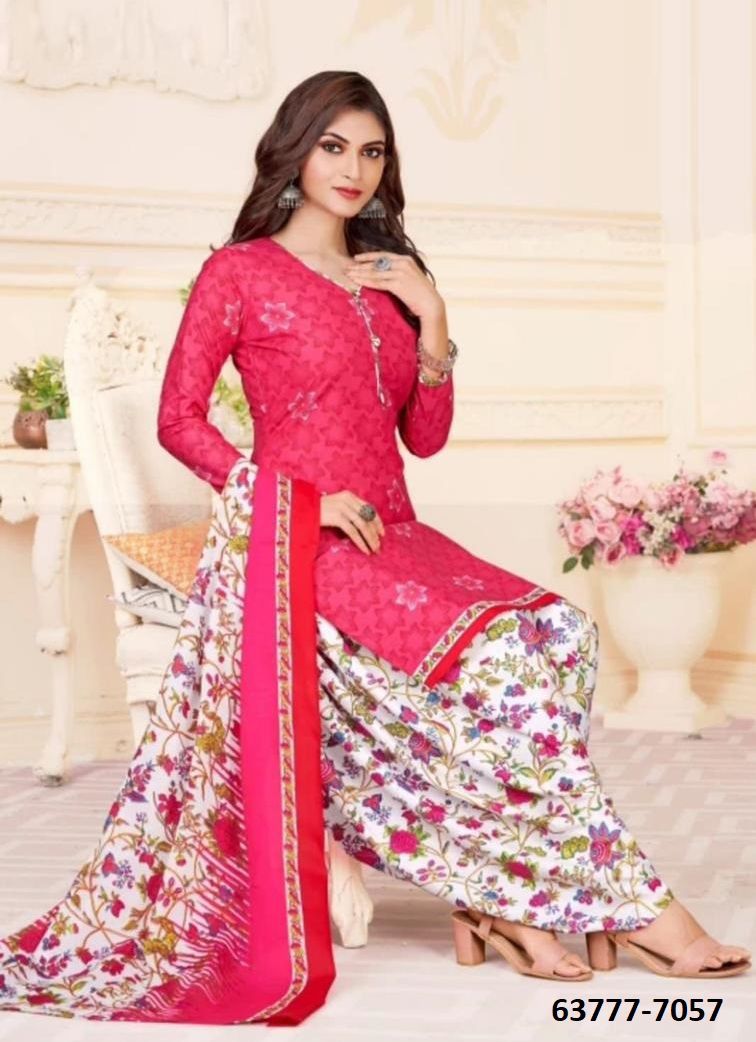 UN-STITCHED SUIT - DRESS MATERIAL - Catalog # 63777 (Set of 51 Semi-Stitched / Un-Stitched Suits) by Jagraasa