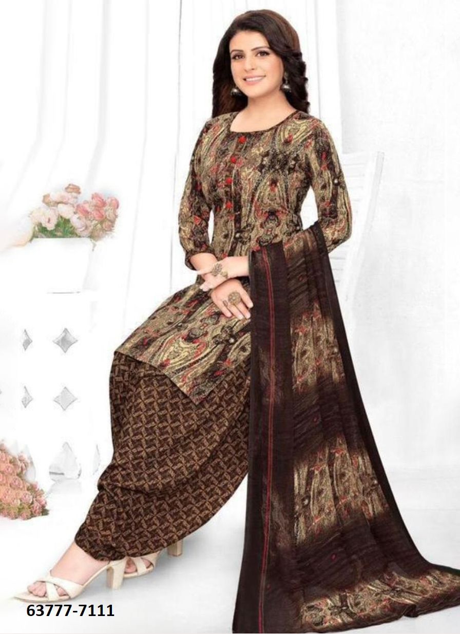 UN-STITCHED SUIT - DRESS MATERIAL - Catalog # 63777 (Set of 51 Semi-Stitched / Un-Stitched Suits) by Jagraasa