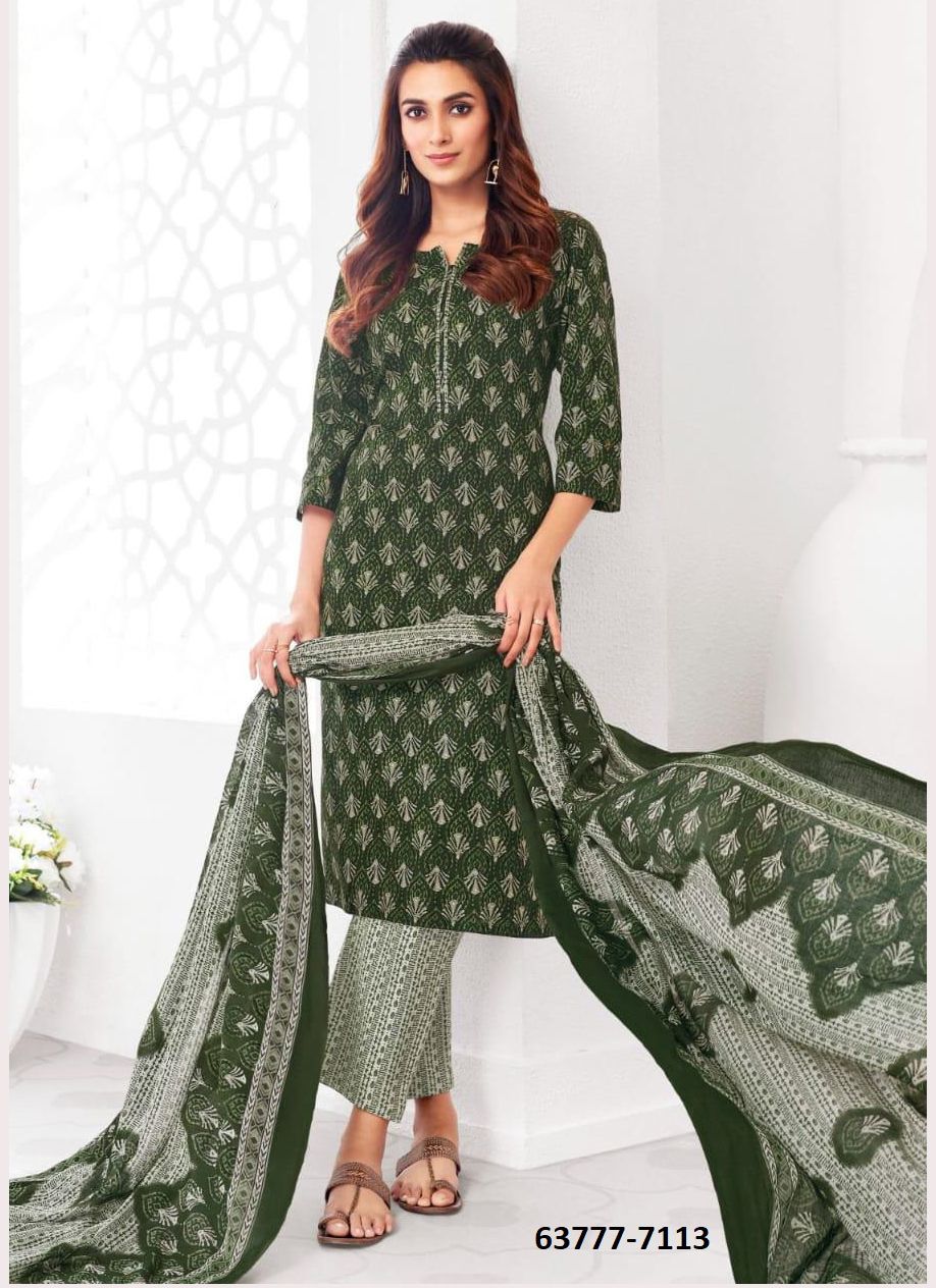 UN-STITCHED SUIT - DRESS MATERIAL - Catalog # 63777 (Set of 51 Semi-Stitched / Un-Stitched Suits) by Jagraasa