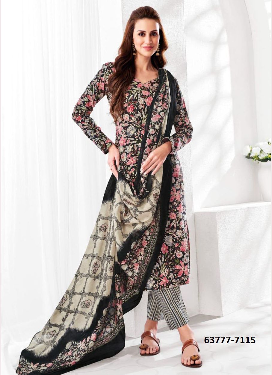 UN-STITCHED SUIT - DRESS MATERIAL - Catalog # 63777 (Set of 51 Semi-Stitched / Un-Stitched Suits) by Jagraasa