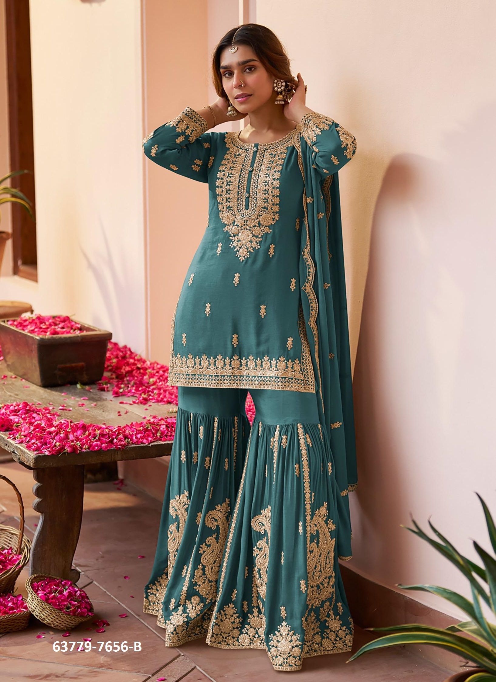 PURVA - Catalog # 63779 (Set of 3 Readymade Salwar Suits) by Gulkayra Designer