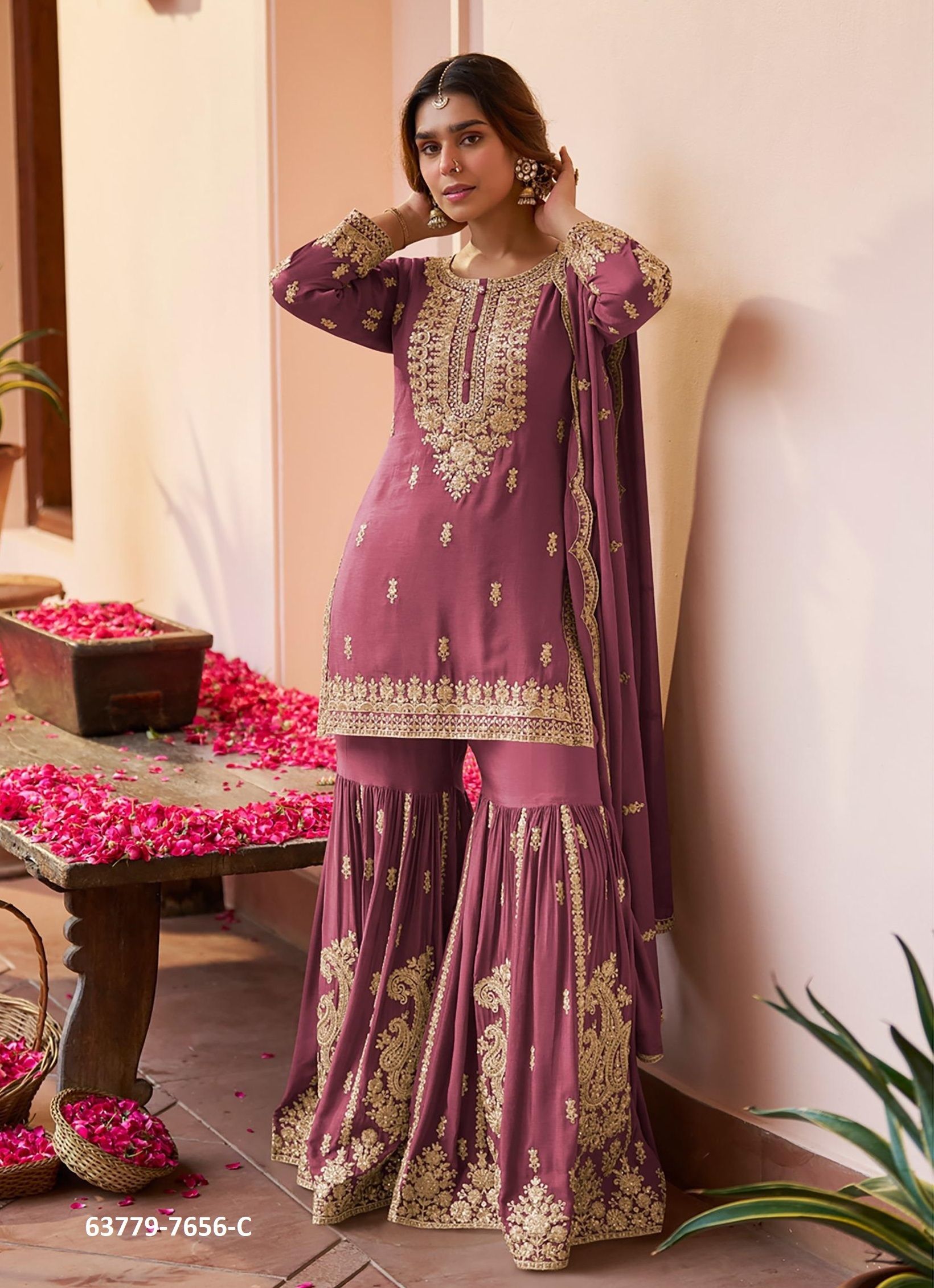 PURVA - Catalog # 63779 (Set of 3 Readymade Salwar Suits) by Gulkayra Designer