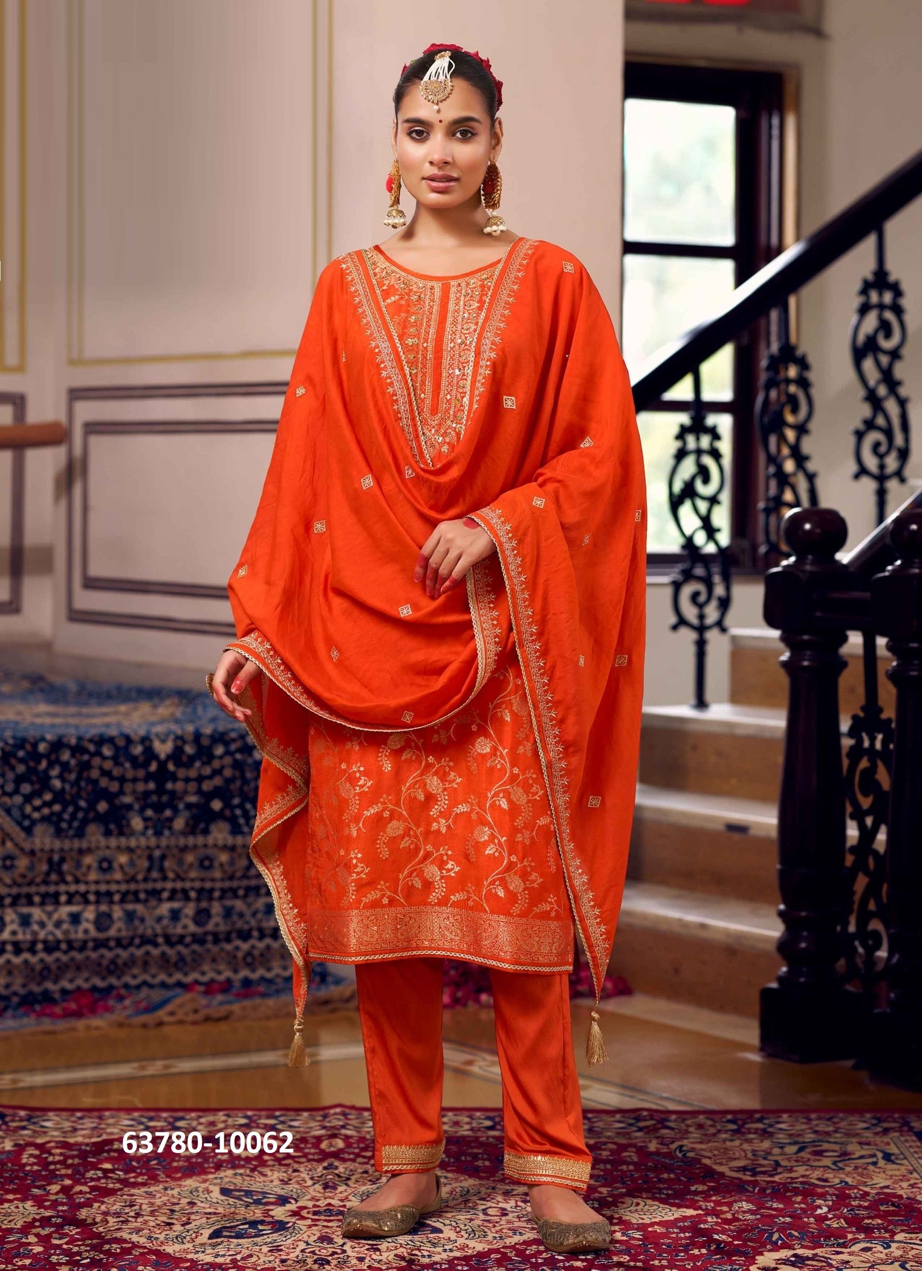 ROHINI - Catalog # 63780 (Set of 4 Readymade Salwar Suits) by Rangoon