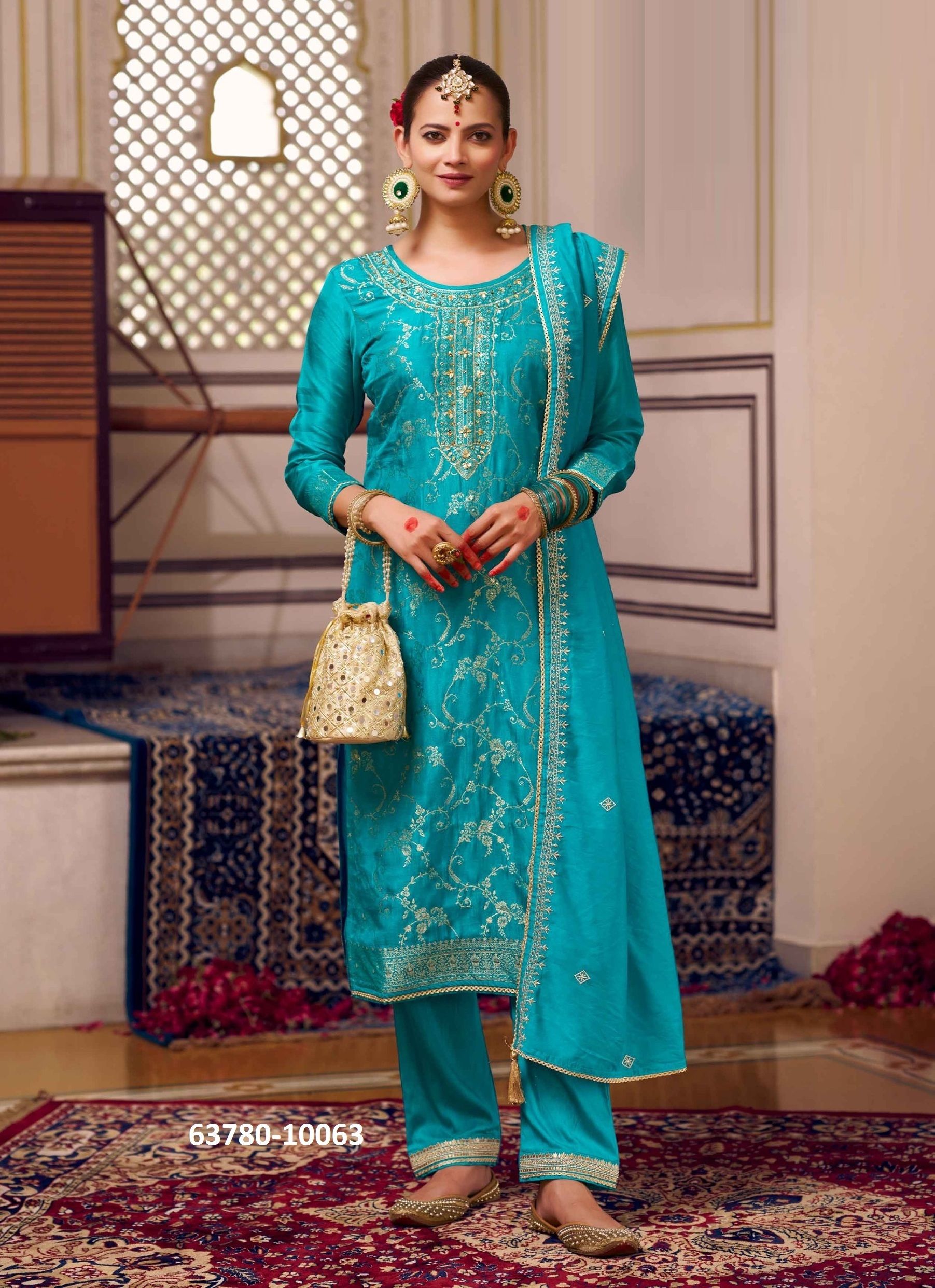 ROHINI - Catalog # 63780 (Set of 4 Readymade Salwar Suits) by Rangoon