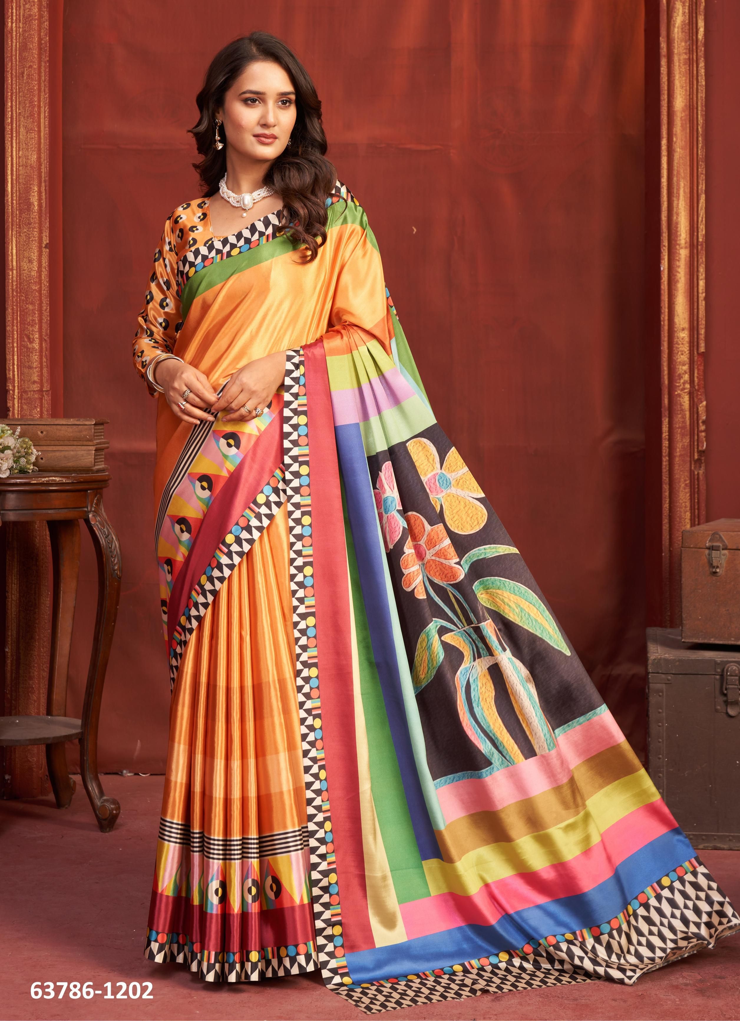 CORAL - Catalog # 63786 (Set of 9 Sarees) by Meheriya CORAL - Catalog # 63786 (Set of 9 Sarees) by Meheriya