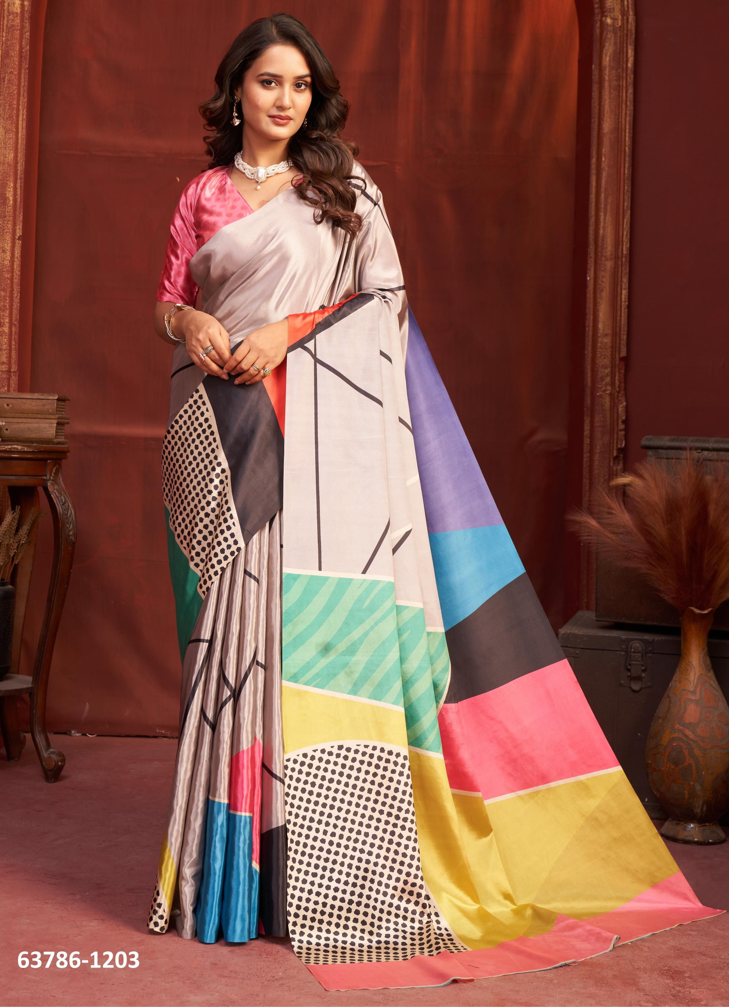 CORAL - Catalog # 63786 (Set of 9 Sarees) by Meheriya CORAL - Catalog # 63786 (Set of 9 Sarees) by Meheriya