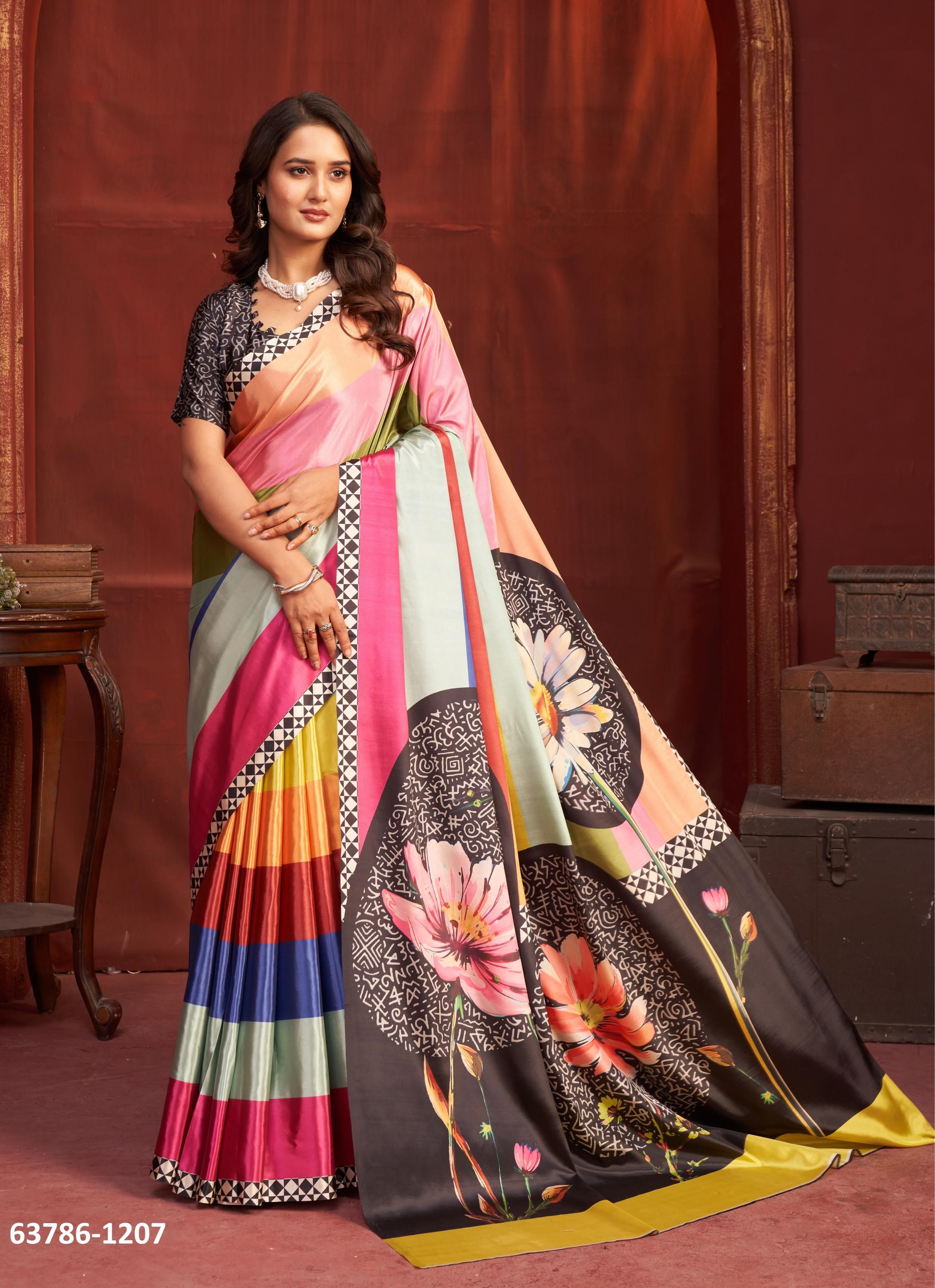 CORAL - Catalog # 63786 (Set of 9 Sarees) by Meheriya CORAL - Catalog # 63786 (Set of 9 Sarees) by Meheriya
