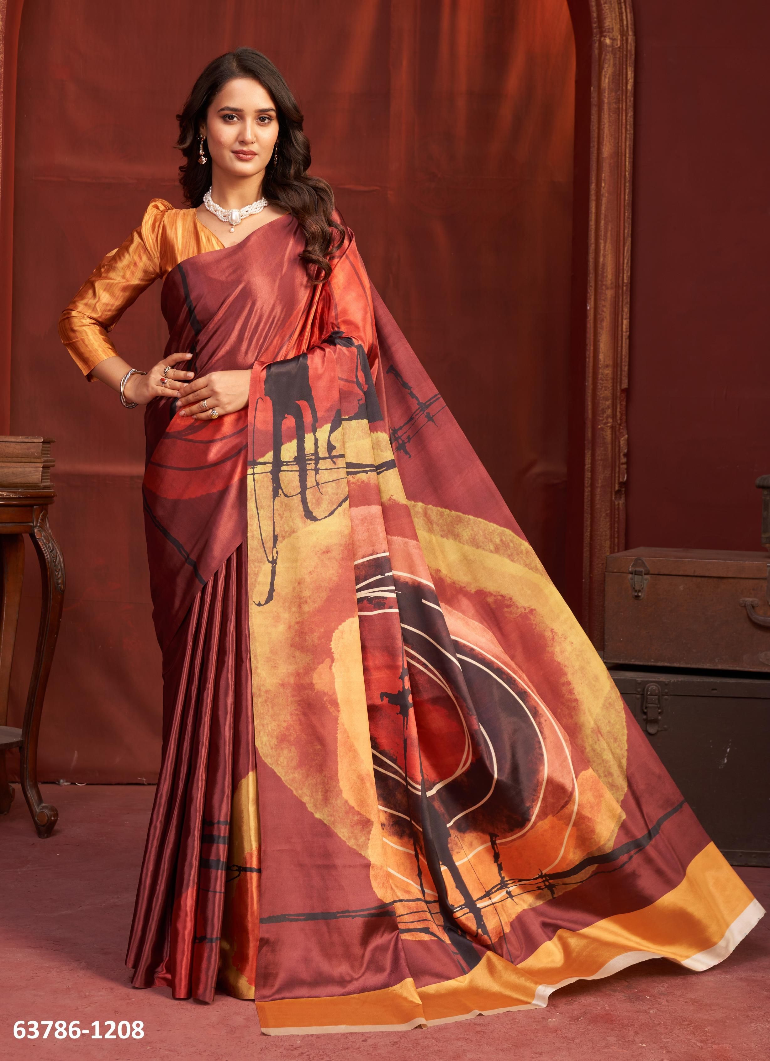 CORAL - Catalog # 63786 (Set of 9 Sarees) by Meheriya CORAL - Catalog # 63786 (Set of 9 Sarees) by Meheriya