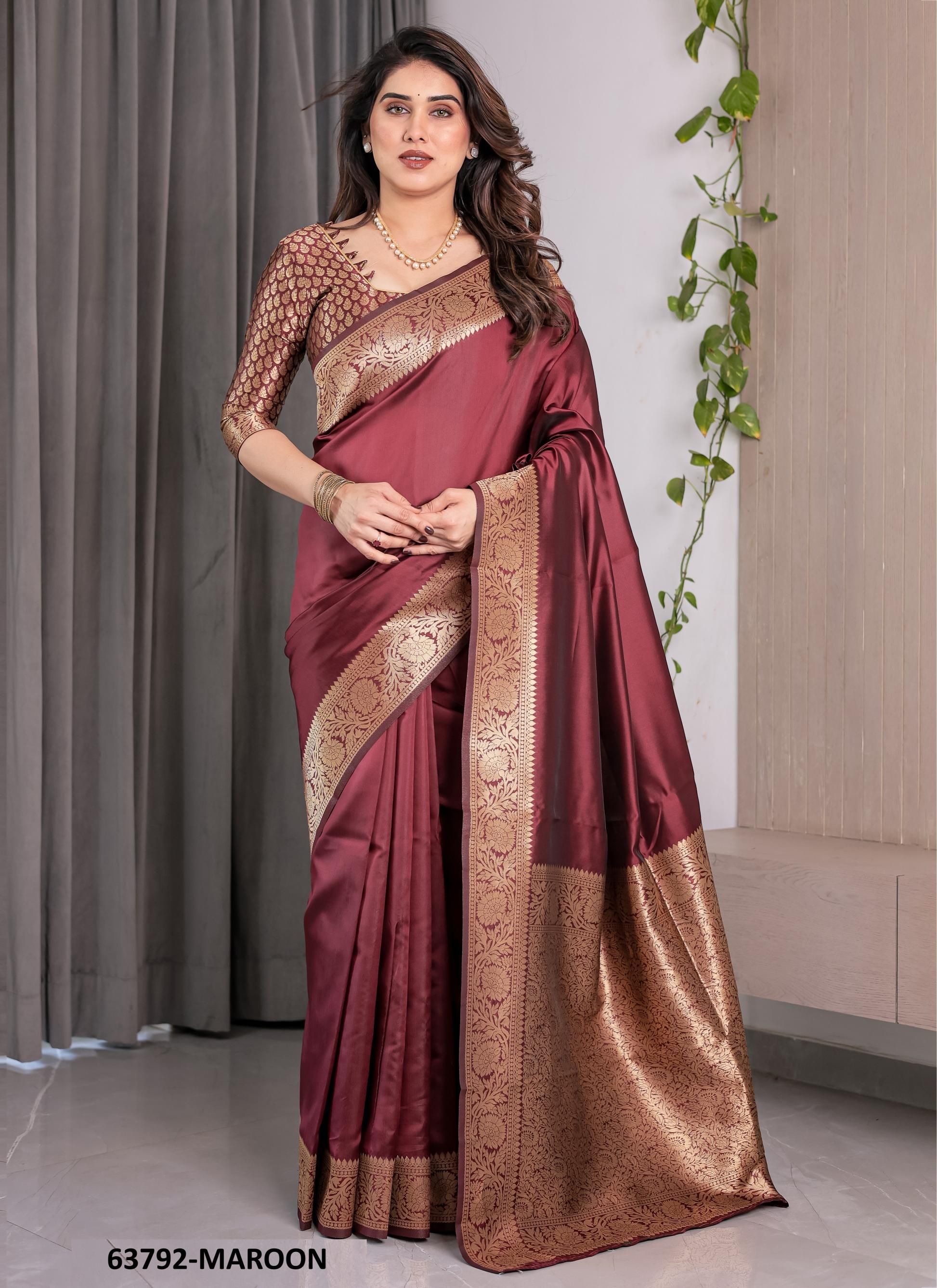 BANARASI JACQUARD 2 - Catalog # 63792 (Set of 6 Sarees) by Semad Styles