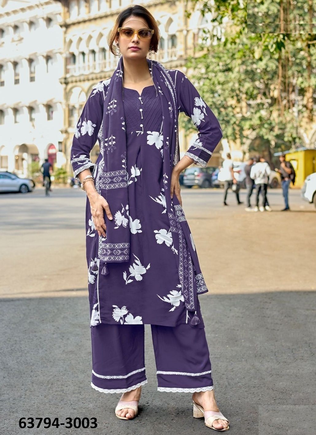 MANVARI - Catalog # 63794 (Set of 4 Readymade Salwar Suits) by Mittoo