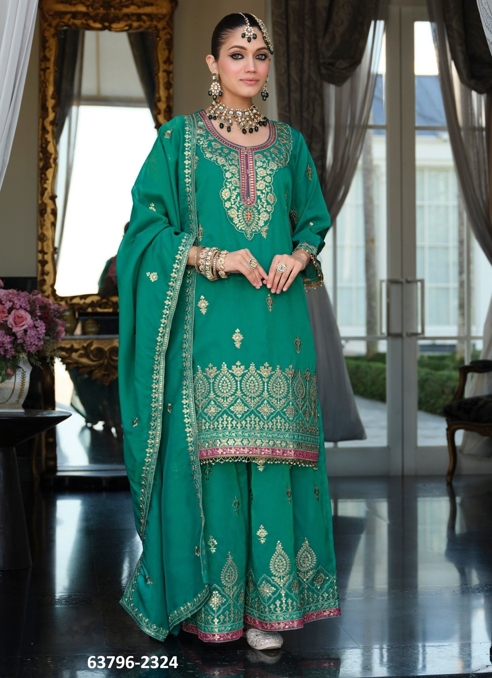 MADHUBALA - Catalog # 63796 (Set of 3 Readymade Salwar Suits) by Eba Lifestyle