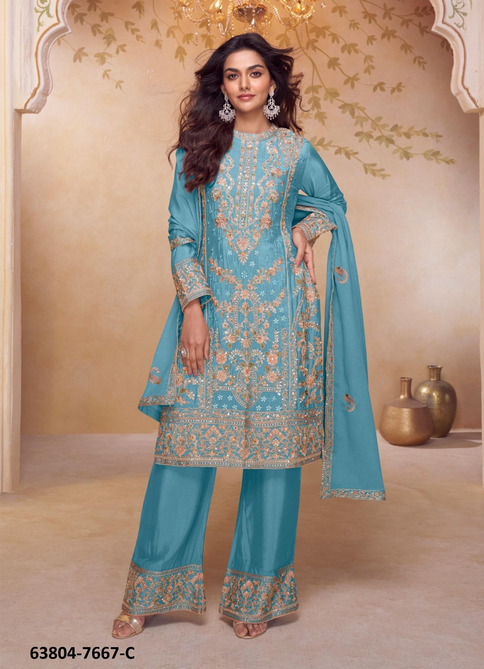 NAZAKAT - Catalog # 63804 (Set of 3 Readymade Salwar Suits) by Gulkayra Designer