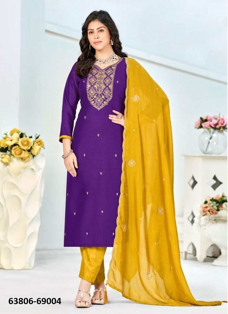 TURKISH - Catalog # 63806 (Set of 12 Readymade Salwar Suits) by Amdavadi Fashion