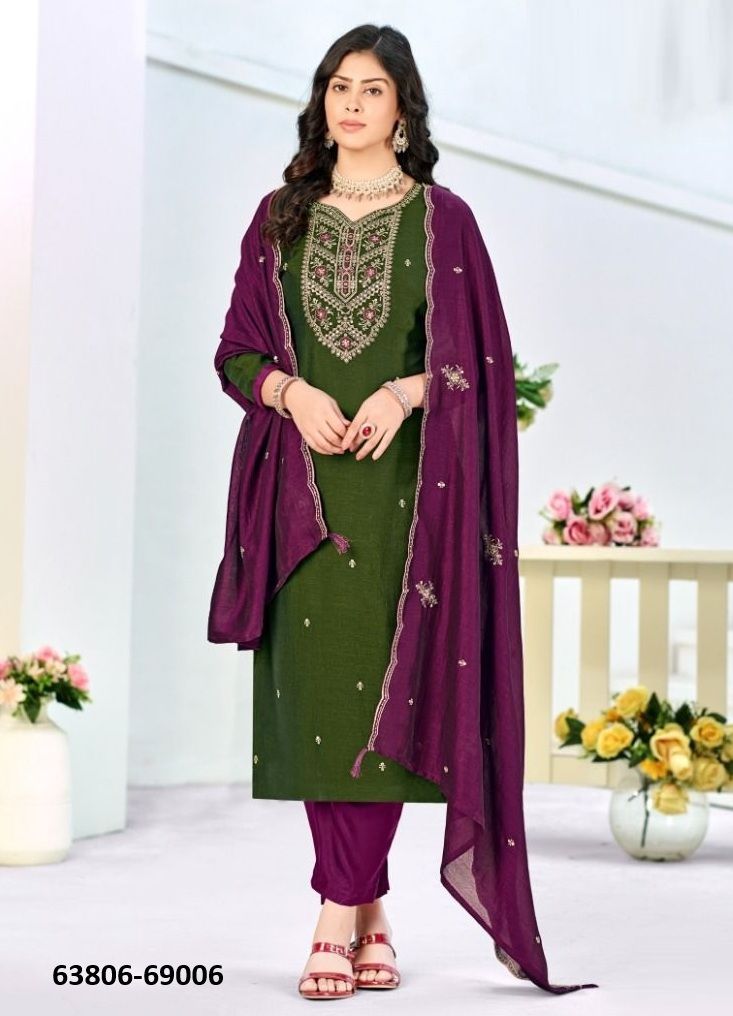 TURKISH - Catalog # 63806 (Set of 12 Readymade Salwar Suits) by Amdavadi Fashion