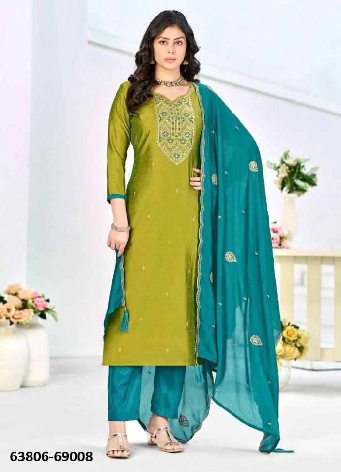 TURKISH - Catalog # 63806 (Set of 12 Readymade Salwar Suits) by Amdavadi Fashion
