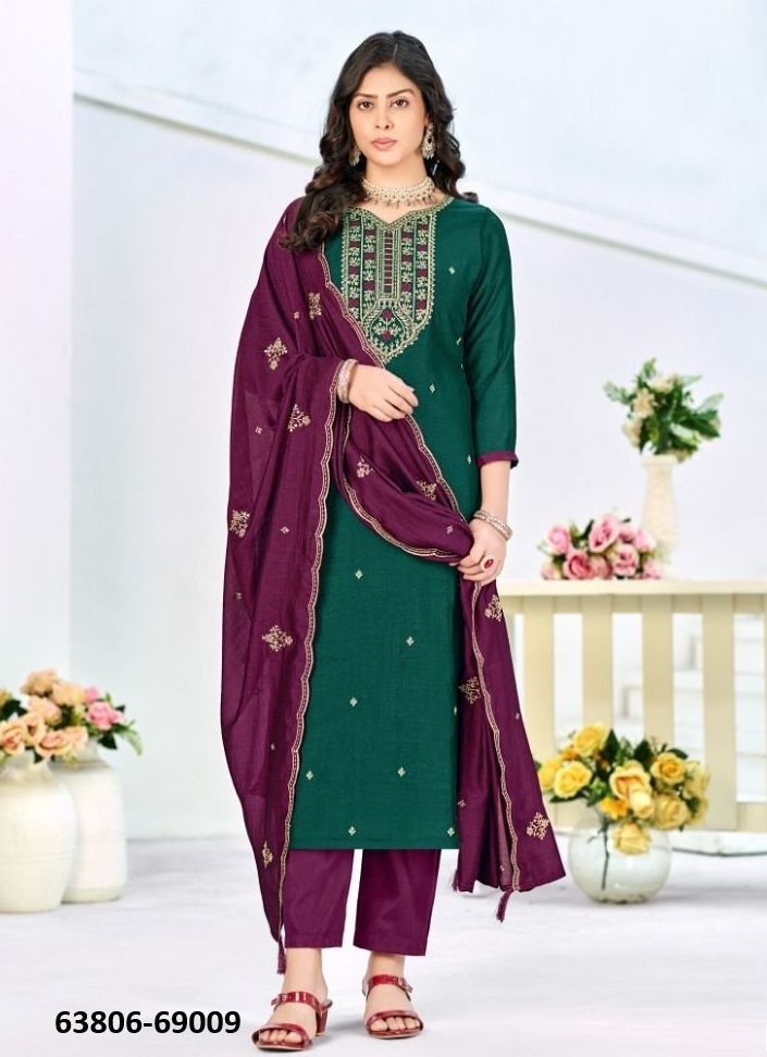 TURKISH - Catalog # 63806 (Set of 12 Readymade Salwar Suits) by Amdavadi Fashion