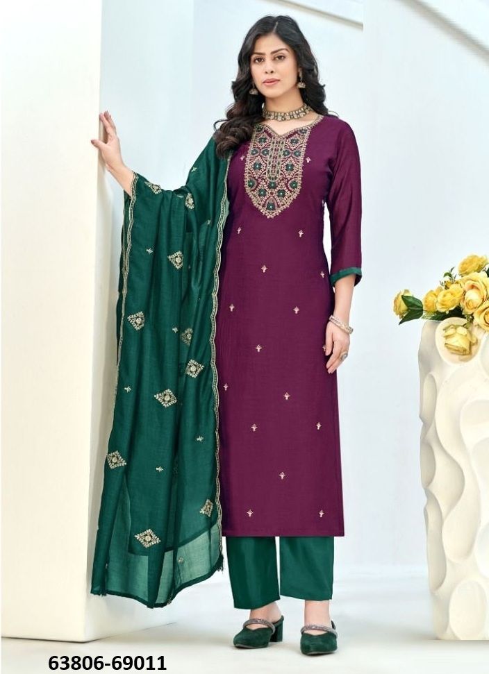 TURKISH - Catalog # 63806 (Set of 12 Readymade Salwar Suits) by Amdavadi Fashion