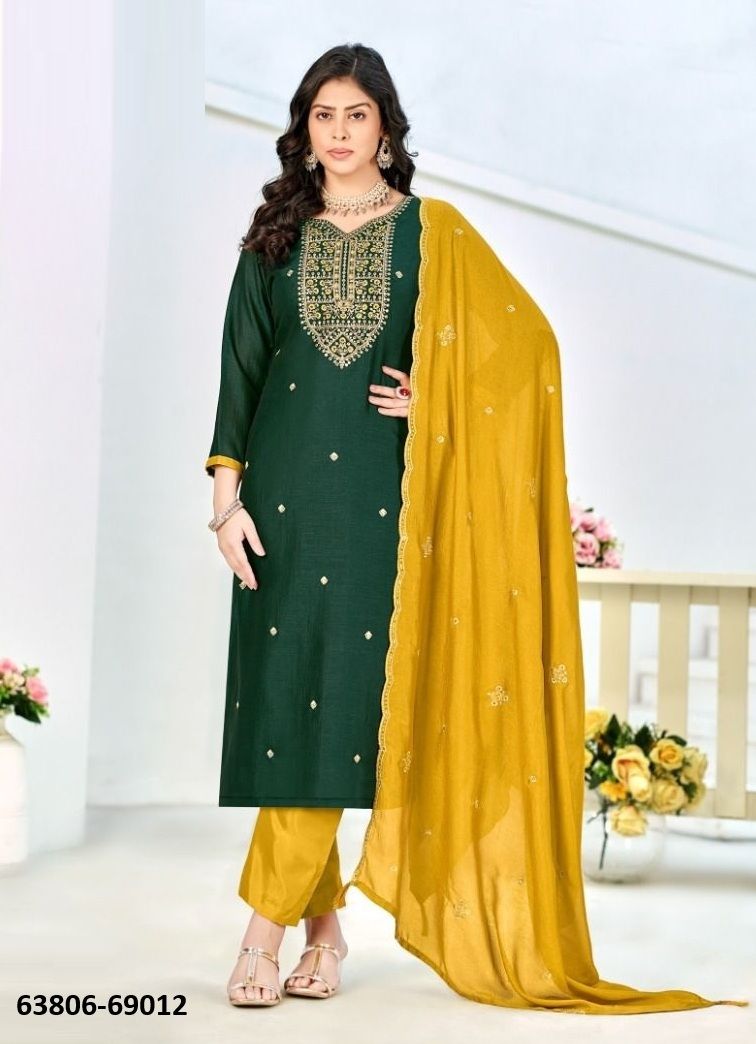 TURKISH - Catalog # 63806 (Set of 12 Readymade Salwar Suits) by Amdavadi Fashion