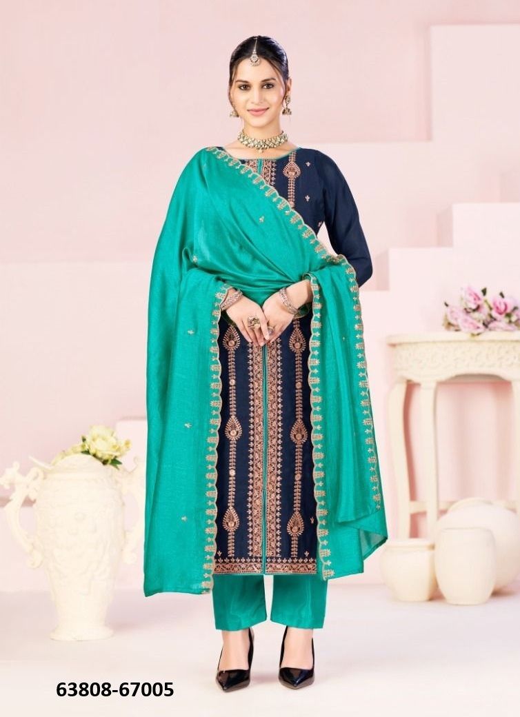 RUSTAM - Catalog # 63808 (Set of 12 Readymade Salwar Suits) by Amdavadi Fashion
