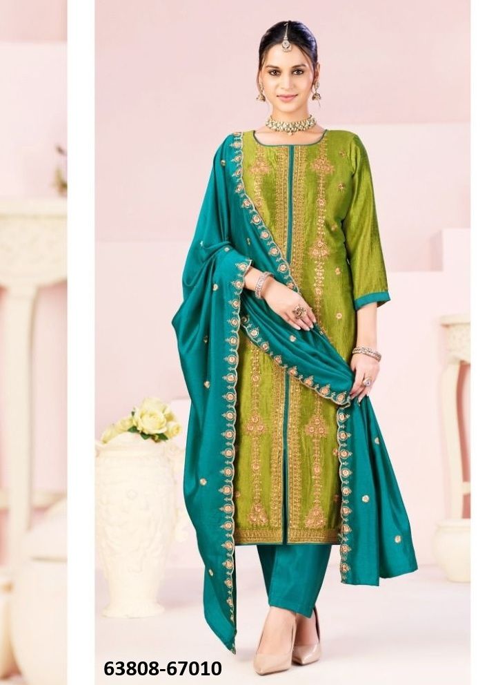RUSTAM - Catalog # 63808 (Set of 12 Readymade Salwar Suits) by Amdavadi Fashion