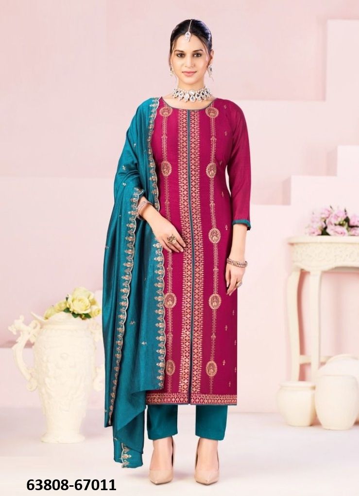 RUSTAM - Catalog # 63808 (Set of 12 Readymade Salwar Suits) by Amdavadi Fashion