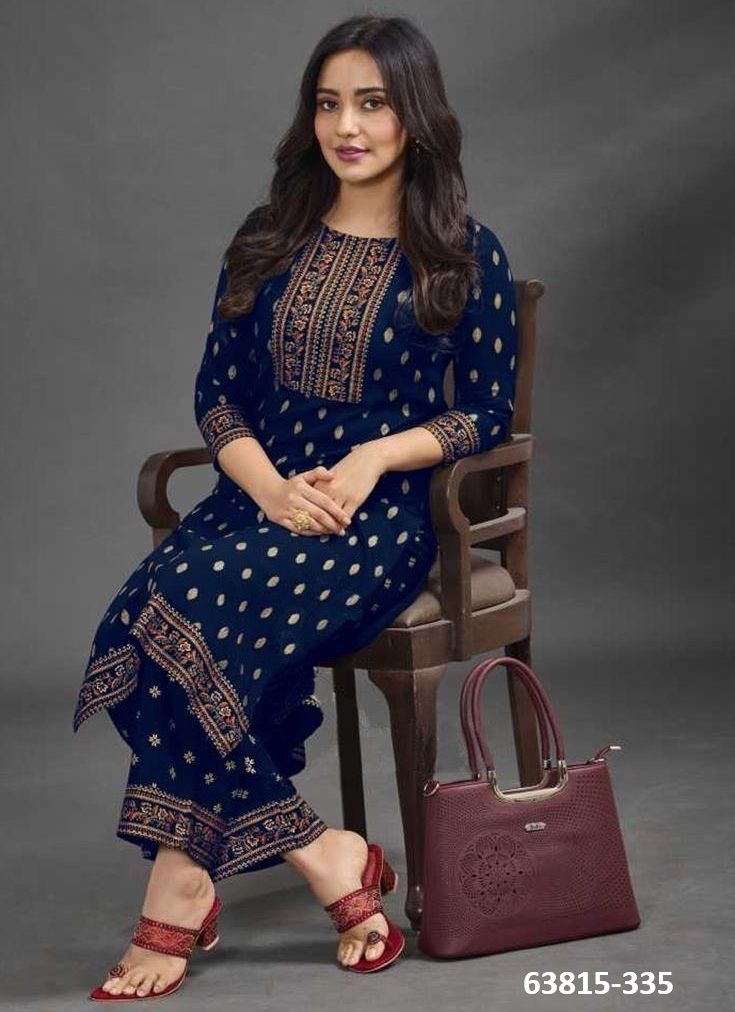 RAYON WITH FOIL PRINT - Catalog # 63815 (Set of 6 Tops With Bottoms) by Aabharan RAYON WITH FOIL PRINT - Catalog # 63815 (Set of 6 Tops With Bottoms) by Aabharan