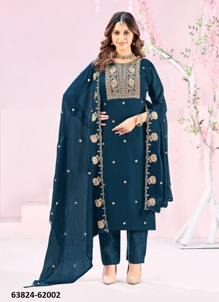 RUBEENA - Catalog # 63824 (Set of 12 Readymade Salwar Suits) by Amdavadi Fashion
