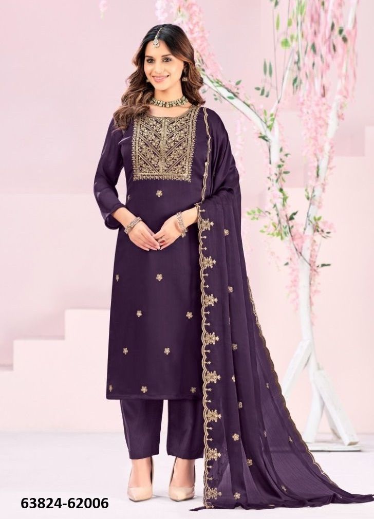 RUBEENA - Catalog # 63824 (Set of 12 Readymade Salwar Suits) by Amdavadi Fashion