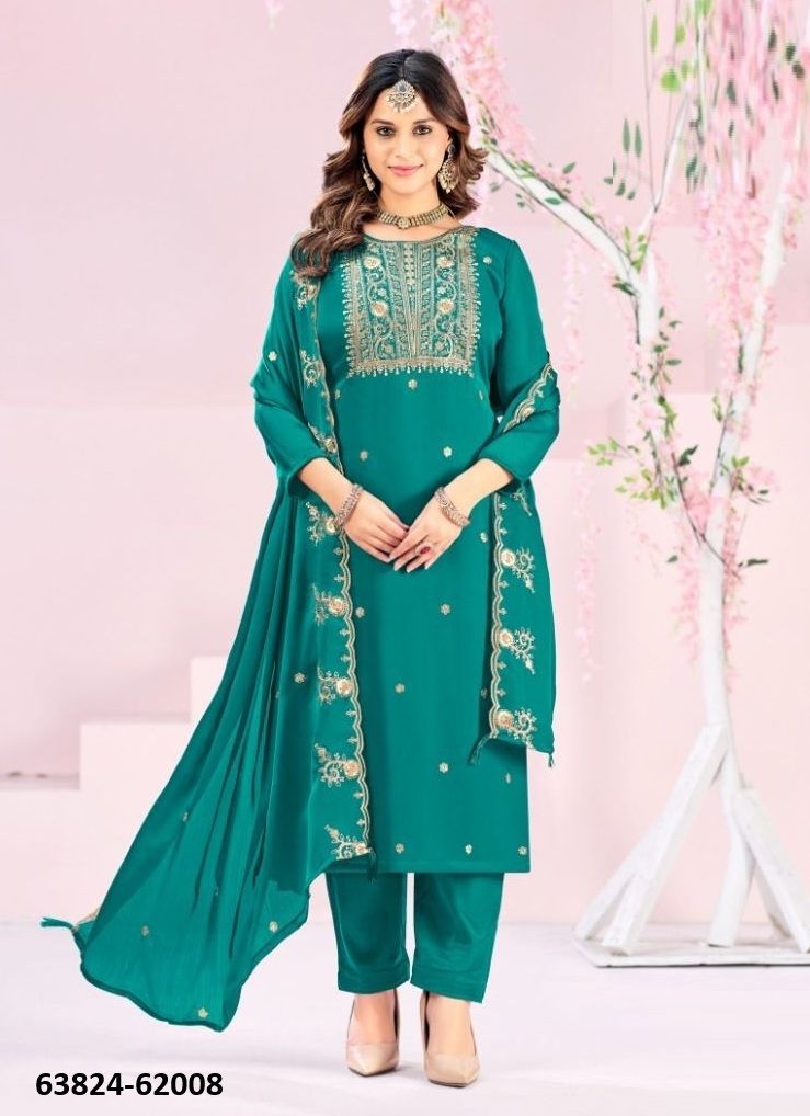 RUBEENA - Catalog # 63824 (Set of 12 Readymade Salwar Suits) by Amdavadi Fashion