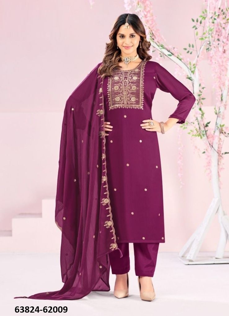 RUBEENA - Catalog # 63824 (Set of 12 Readymade Salwar Suits) by Amdavadi Fashion