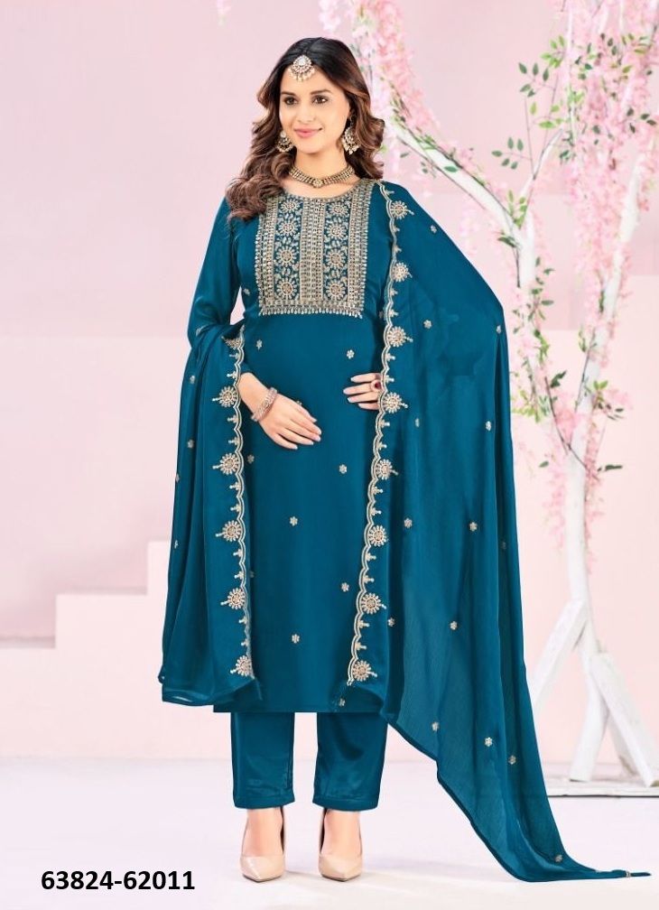 RUBEENA - Catalog # 63824 (Set of 12 Readymade Salwar Suits) by Amdavadi Fashion