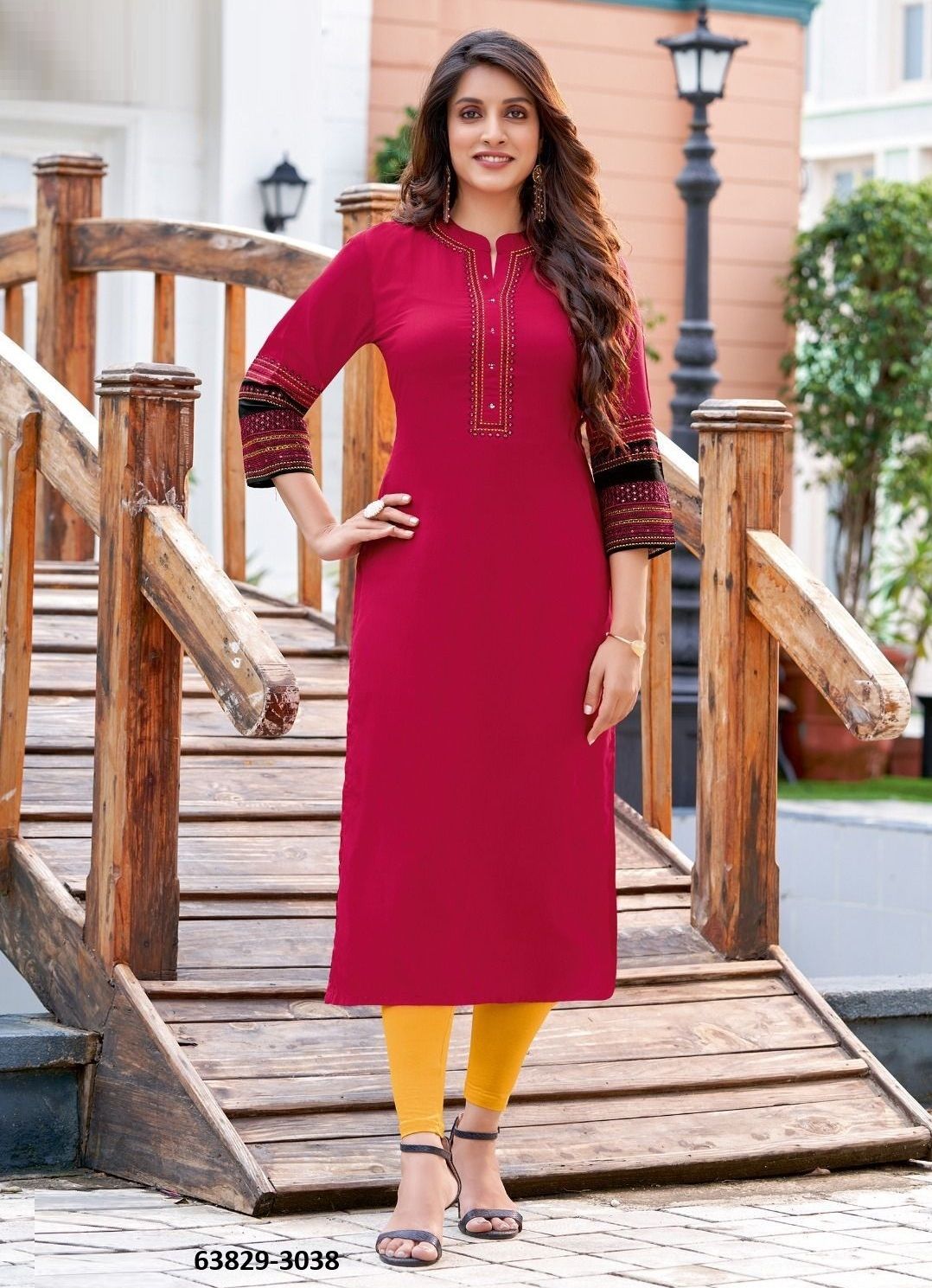 SALONEE 8 - Catalog # 63829 (Set of 6 Readymade Women's Kurtis / Tops) by Wooglee Fashions