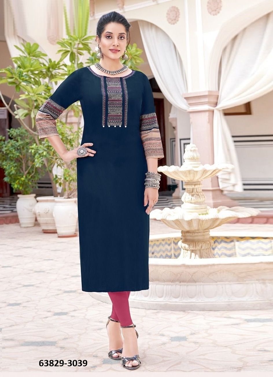 SALONEE 8 - Catalog # 63829 (Set of 6 Readymade Women's Kurtis / Tops) by Wooglee Fashions