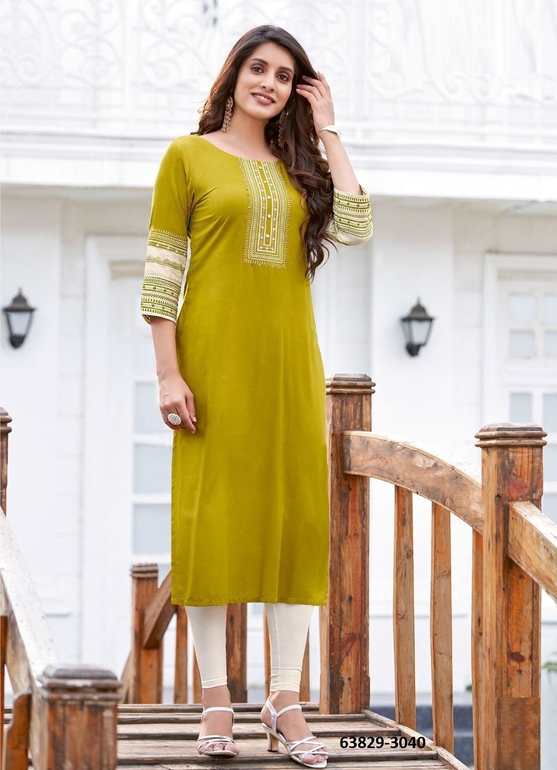 SALONEE 8 - Catalog # 63829 (Set of 6 Readymade Women's Kurtis / Tops) by Wooglee Fashions