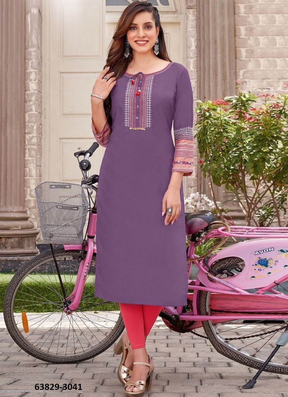 SALONEE 8 - Catalog # 63829 (Set of 6 Readymade Women's Kurtis / Tops) by Wooglee Fashions