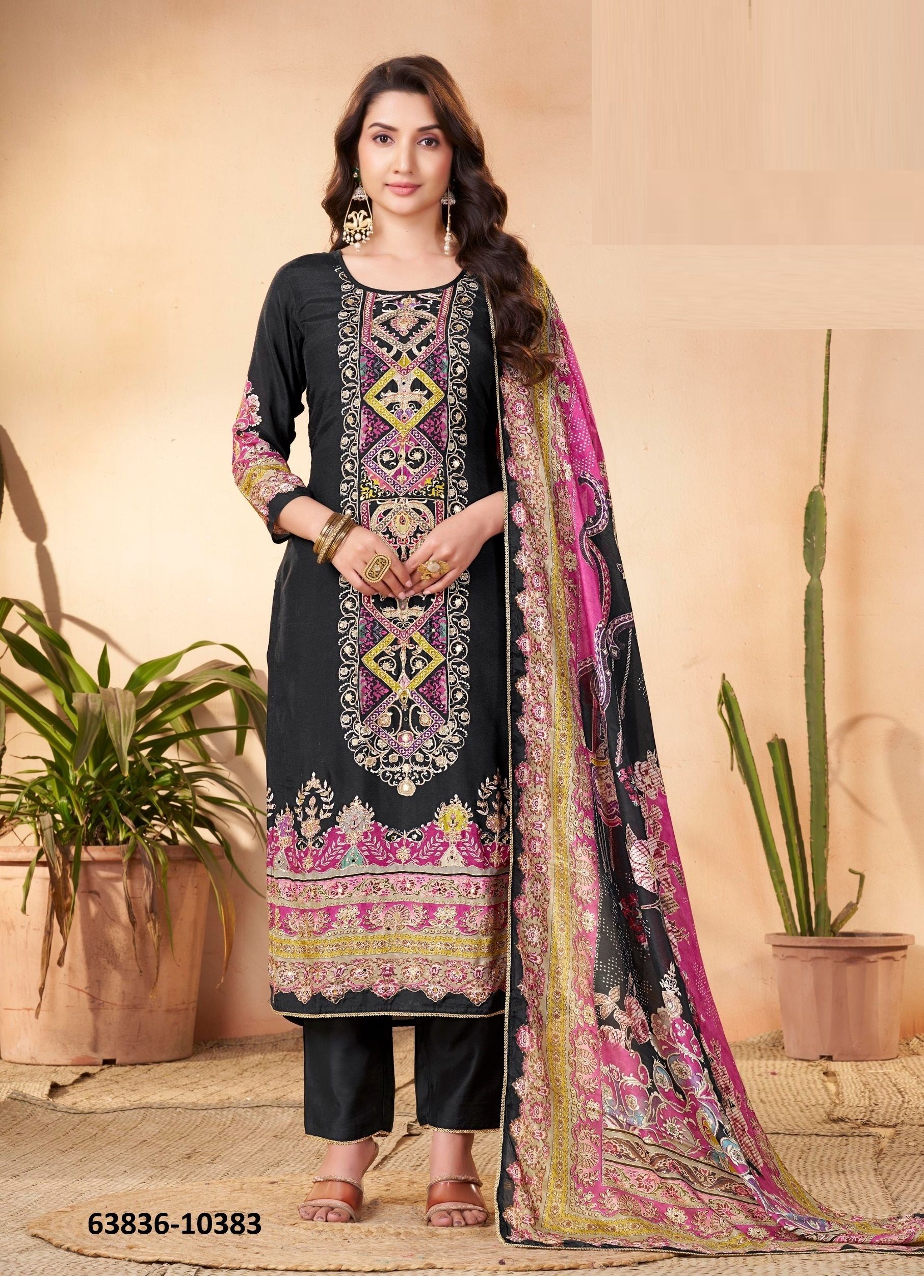 NOORAN - Catalog # 63836 (Set of 4 Readymade Salwar Suits) by Rangoon